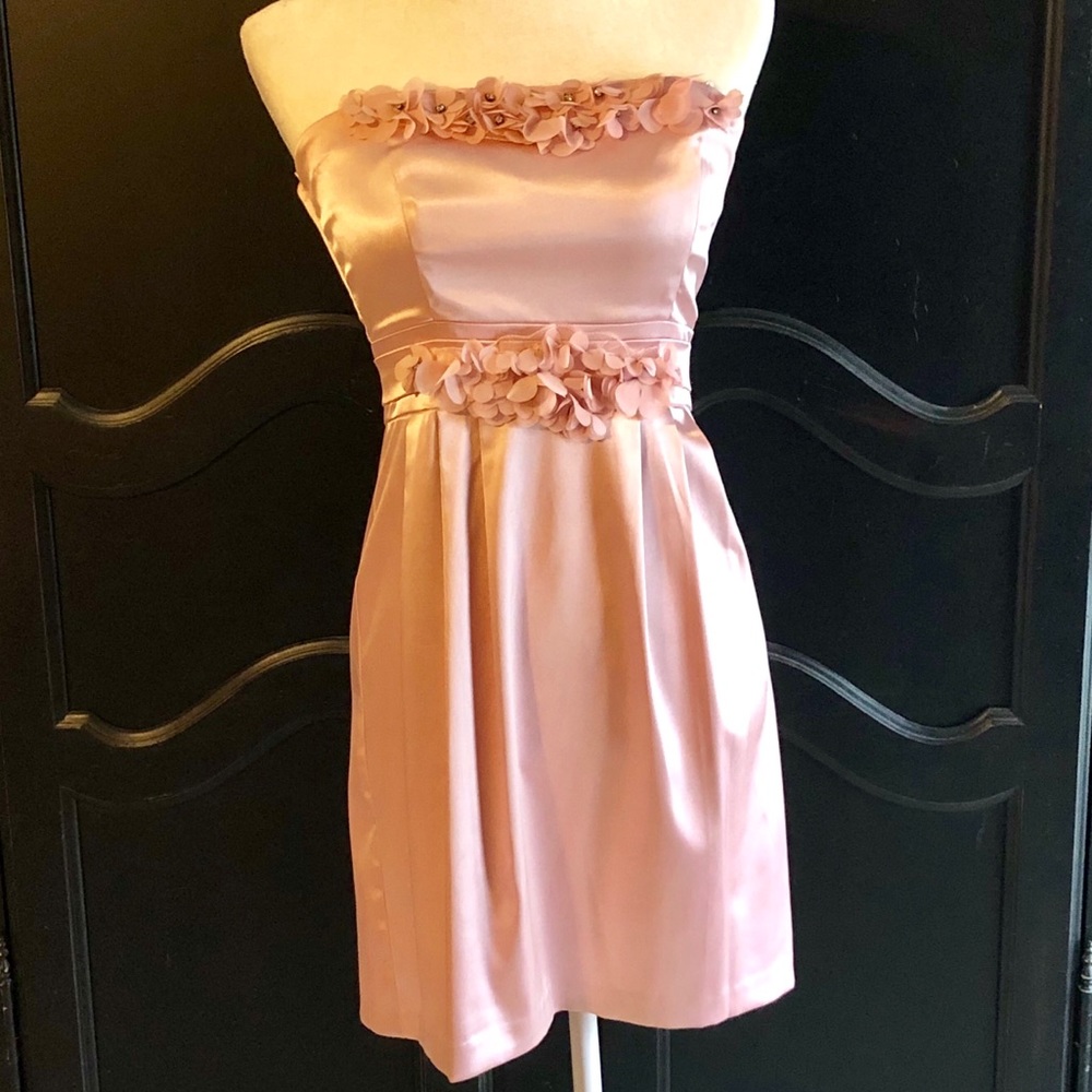 B Darlin Strapless Pink Dress Embellished W Stones